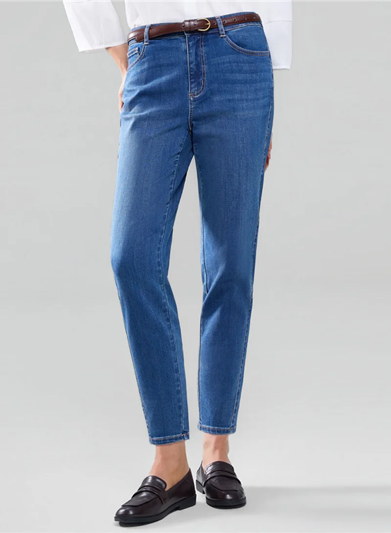 Women’s High‑Waist Ultra Stretch Straight Denim Jeans